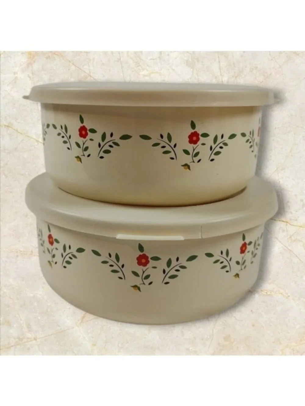 Vintage Kobe JC Penney Floral Enamel Coated Bowls Set of 2